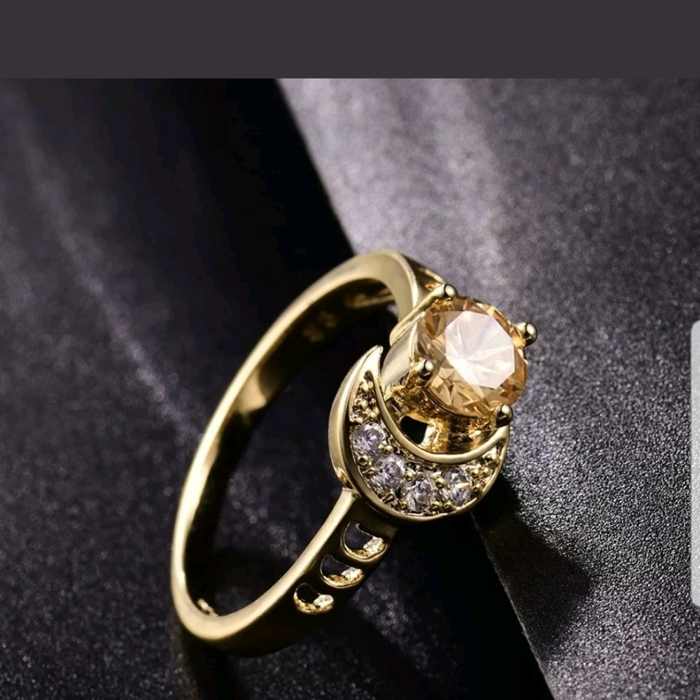18K Gold Filled Yellow Sapphire Moon Ring - Picture 2 of 5